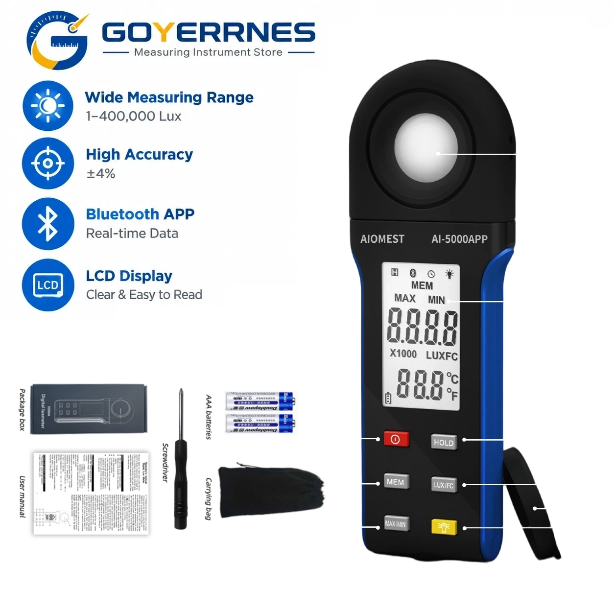 Photography Lighting Meter - Цифровой люксметр 1-400000 люкс с Bluetooth